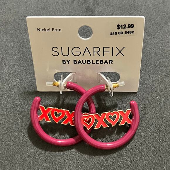 New SugarFix by BaubleBar XOXO Tube Hoop Earrings - Picture 1 of 1